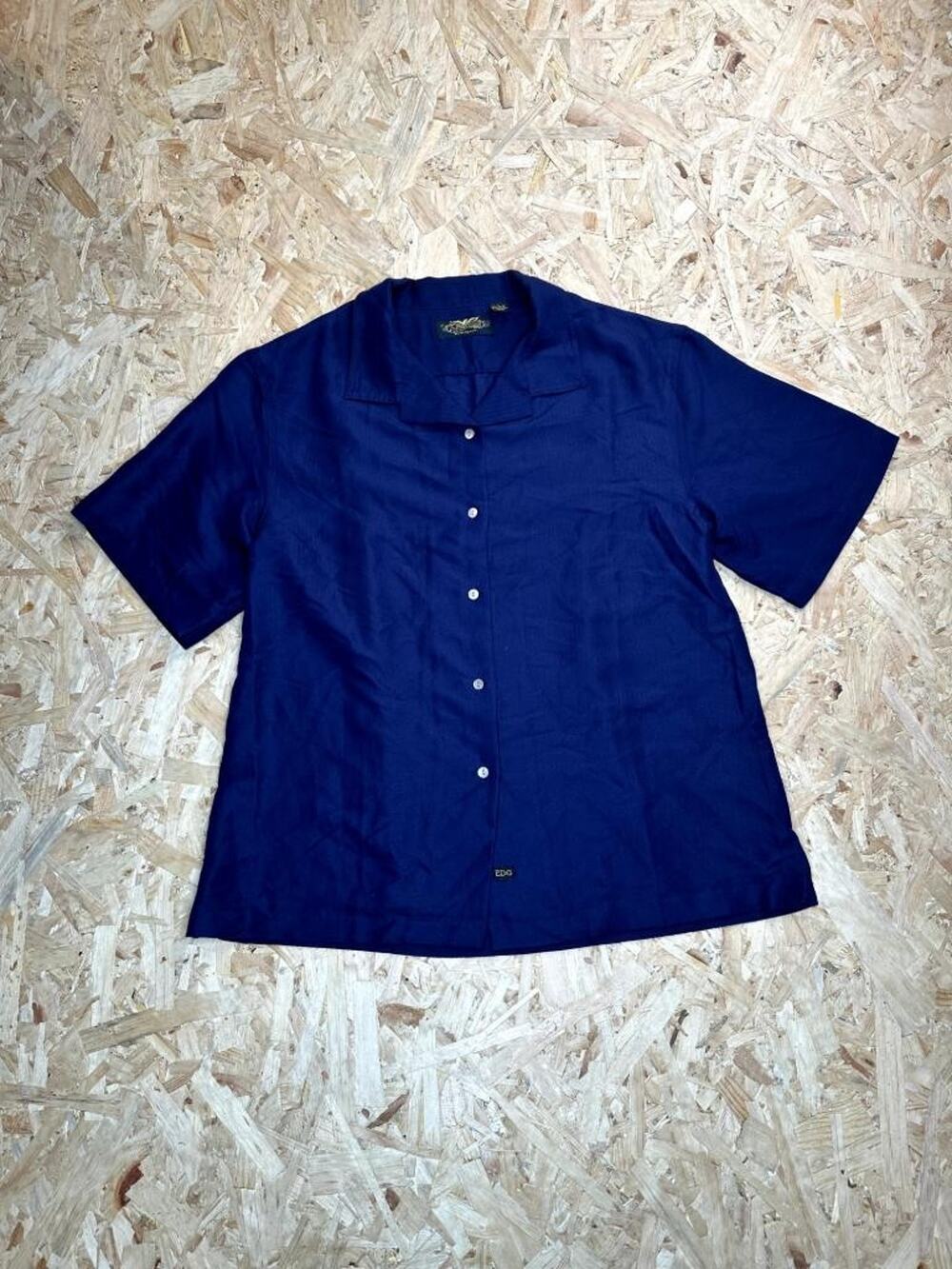Eagle Dry Goods Mens Large Blue Rayon Blend Short Sleeve Camp Button Up Shirt